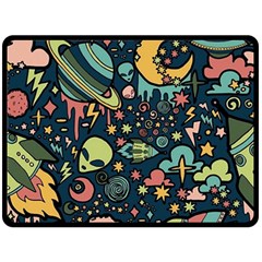 Alien Rocket Space Aesthetic Fleece Blanket (large) by Ndabl3x