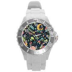 Alien Rocket Space Aesthetic Round Plastic Sport Watch (l) by Ndabl3x