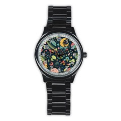 Alien Rocket Space Aesthetic Stainless Steel Round Watch by Ndabl3x