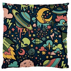 Alien Rocket Space Aesthetic Large Premium Plush Fleece Cushion Case (two Sides) by Ndabl3x