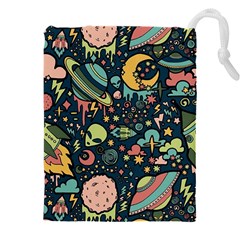 Alien Rocket Space Aesthetic Drawstring Pouch (4xl) by Ndabl3x