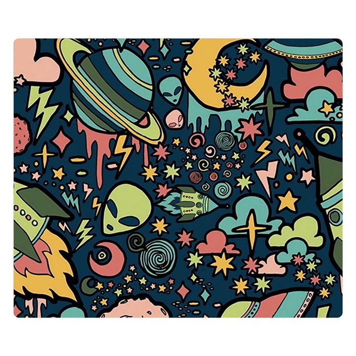 Alien Rocket Space Aesthetic Premium Plush Fleece Blanket (Small)