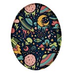 Alien Rocket Space Aesthetic Oval Glass Fridge Magnet (4 pack) Front