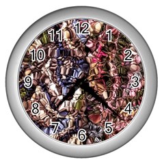 Melting Stitches Wall Clock (silver) by kaleidomarblingart