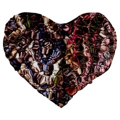 Melting Stitches Large 19  Premium Flano Heart Shape Cushions by kaleidomarblingart