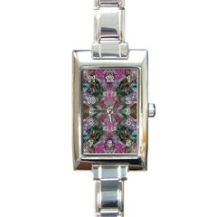 October Pour Blend  Rectangle Italian Charm Watch by kaleidomarblingart