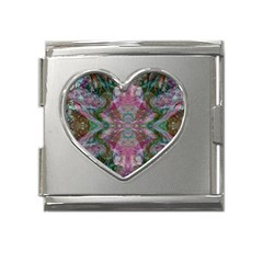 October Pour Blend  Mega Link Heart Italian Charm (18mm) by kaleidomarblingart