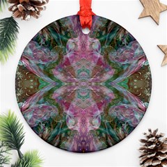 October Pour Blend  Round Ornament (two Sides) by kaleidomarblingart