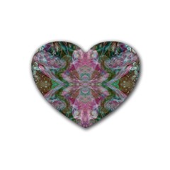 October Pour Blend  Rubber Heart Coaster (4 Pack) by kaleidomarblingart