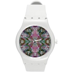 October Pour Blend  Round Plastic Sport Watch (m) by kaleidomarblingart