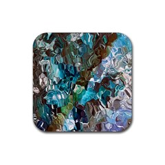 October Blend  Rubber Coaster (square) by kaleidomarblingart