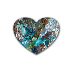 October Blend  Rubber Coaster (heart) by kaleidomarblingart