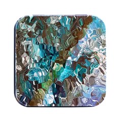 October Blend  Square Metal Box (black) by kaleidomarblingart