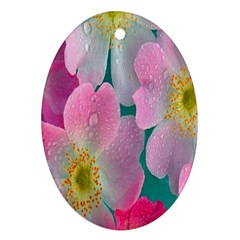 Pink Neon Flowers, Flower Ornament (oval)