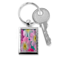 Pink Neon Flowers, Flower Key Chain (rectangle) by nateshop