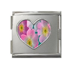 Pink Neon Flowers, Flower Mega Link Heart Italian Charm (18mm) by nateshop