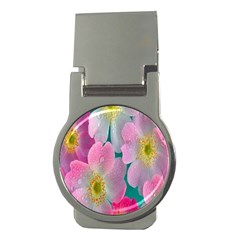 Pink Neon Flowers, Flower Money Clips (round)  by nateshop