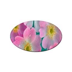 Pink Neon Flowers, Flower Sticker (oval) by nateshop