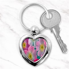 Pink Neon Flowers, Flower Key Chain (heart) by nateshop