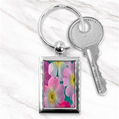 Pink Neon Flowers, Flower Key Chain (rectangle) by nateshop