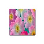 Pink Neon Flowers, Flower Square Magnet Front