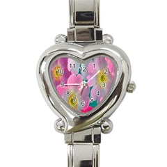 Pink Neon Flowers, Flower Heart Italian Charm Watch by nateshop