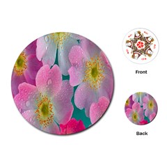 Pink Neon Flowers, Flower Playing Cards Single Design (round) by nateshop