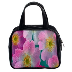 Pink Neon Flowers, Flower Classic Handbag (two Sides) by nateshop