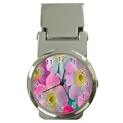 Pink Neon Flowers, Flower Money Clip Watches by nateshop