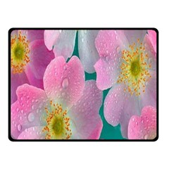 Pink Neon Flowers, Flower Fleece Blanket (small) by nateshop