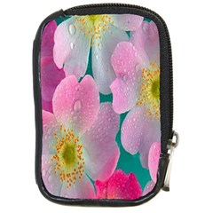 Pink Neon Flowers, Flower Compact Camera Leather Case by nateshop