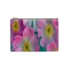 Pink Neon Flowers, Flower Cosmetic Bag (medium) by nateshop