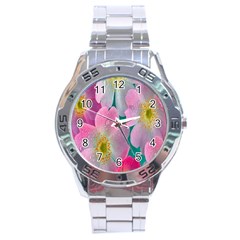 Pink Neon Flowers, Flower Stainless Steel Analogue Watch by nateshop