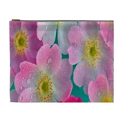 Pink Neon Flowers, Flower Cosmetic Bag (xl) by nateshop