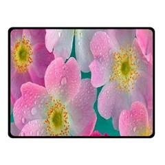 Pink Neon Flowers, Flower Two Sides Fleece Blanket (small) by nateshop