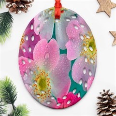 Pink Neon Flowers, Flower Ornament (oval Filigree) by nateshop