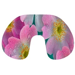 Pink Neon Flowers, Flower Travel Neck Pillow by nateshop