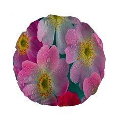 Pink Neon Flowers, Flower Standard 15  Premium Flano Round Cushions by nateshop