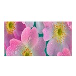 Pink Neon Flowers, Flower Satin Wrap 35  x 70  Front