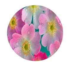 Pink Neon Flowers, Flower Mini Round Pill Box by nateshop