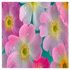 Pink Neon Flowers, Flower Wooden Puzzle Square by nateshop