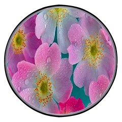 Pink Neon Flowers, Flower Wireless Fast Charger(black) by nateshop