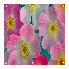 Pink Neon Flowers, Flower Banner And Sign 3  X 3  by nateshop