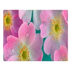 Pink Neon Flowers, Flower Premium Plush Fleece Blanket (large)