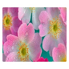 Pink Neon Flowers, Flower Premium Plush Fleece Blanket (small) by nateshop