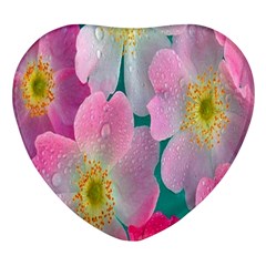 Pink Neon Flowers, Flower Heart Glass Fridge Magnet (4 Pack) by nateshop