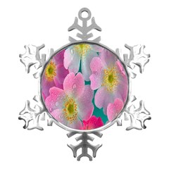 Pink Neon Flowers, Flower Metal Small Snowflake Ornament by nateshop