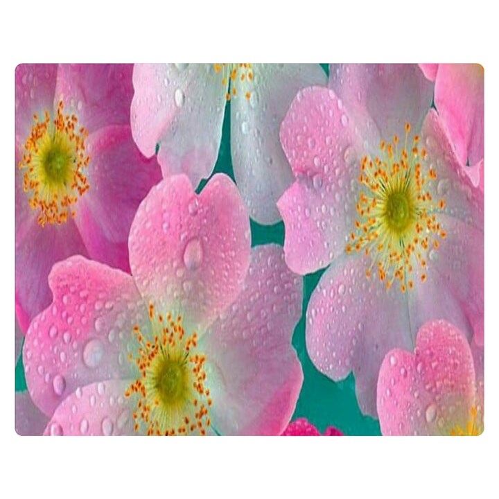 Pink Neon Flowers, Flower Premium Plush Fleece Blanket (Medium)