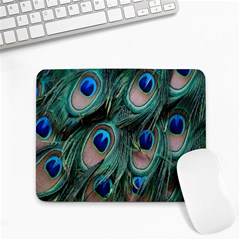 Peacock-feathers,blue2 Small Mousepad by nateshop