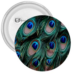 Peacock-feathers,blue2 3  Buttons by nateshop